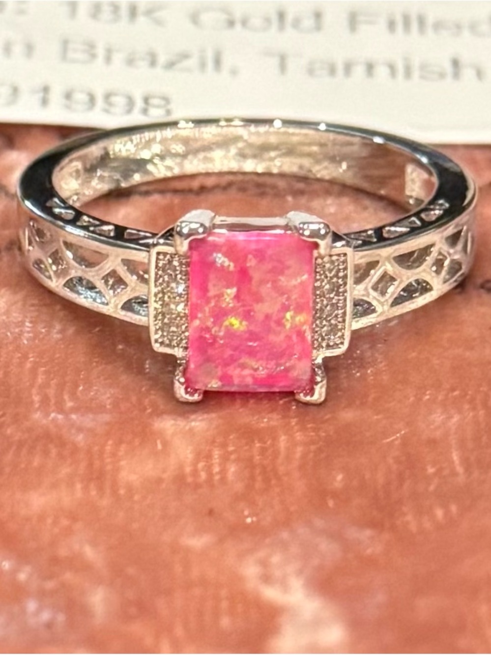 Pink Opal Sterling-Style Ring - Elegant Women's Fashion Jewelry